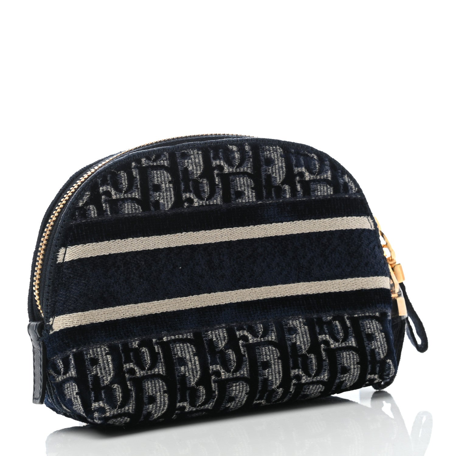 Christian Dior Velvet Oblique Cosmetic Pouch Blue 3 of 7