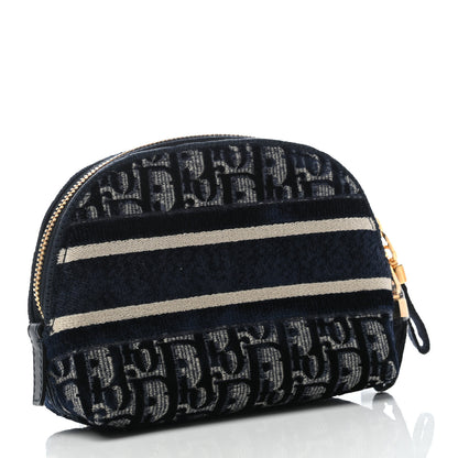 Christian Dior Velvet Oblique Cosmetic Pouch Blue 3 of 7