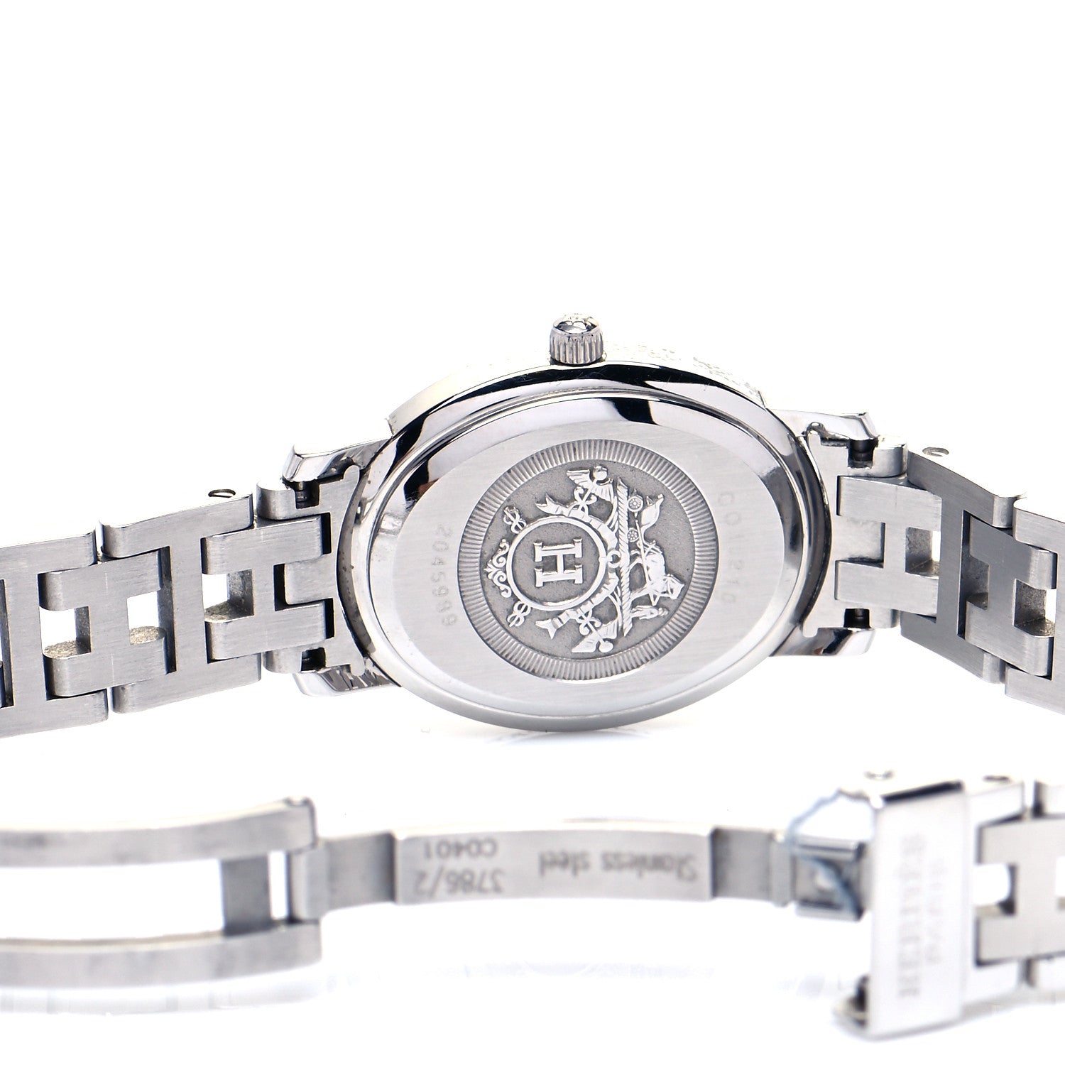 Hermes Stainless Steel 22mm Clipper Oval Quartz Watch Black 4 of 5