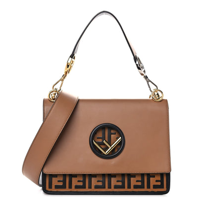 Fendi Vitello Century F is Fendi FF Embossed Kan I Shoulder Bag Orzo Tobacco 1 of 12