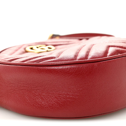 Gucci Glazed Calfskin Matelasse Heart Mini GG Marmont Round Shoulder Bag Romantic Cerise 9 of 10
