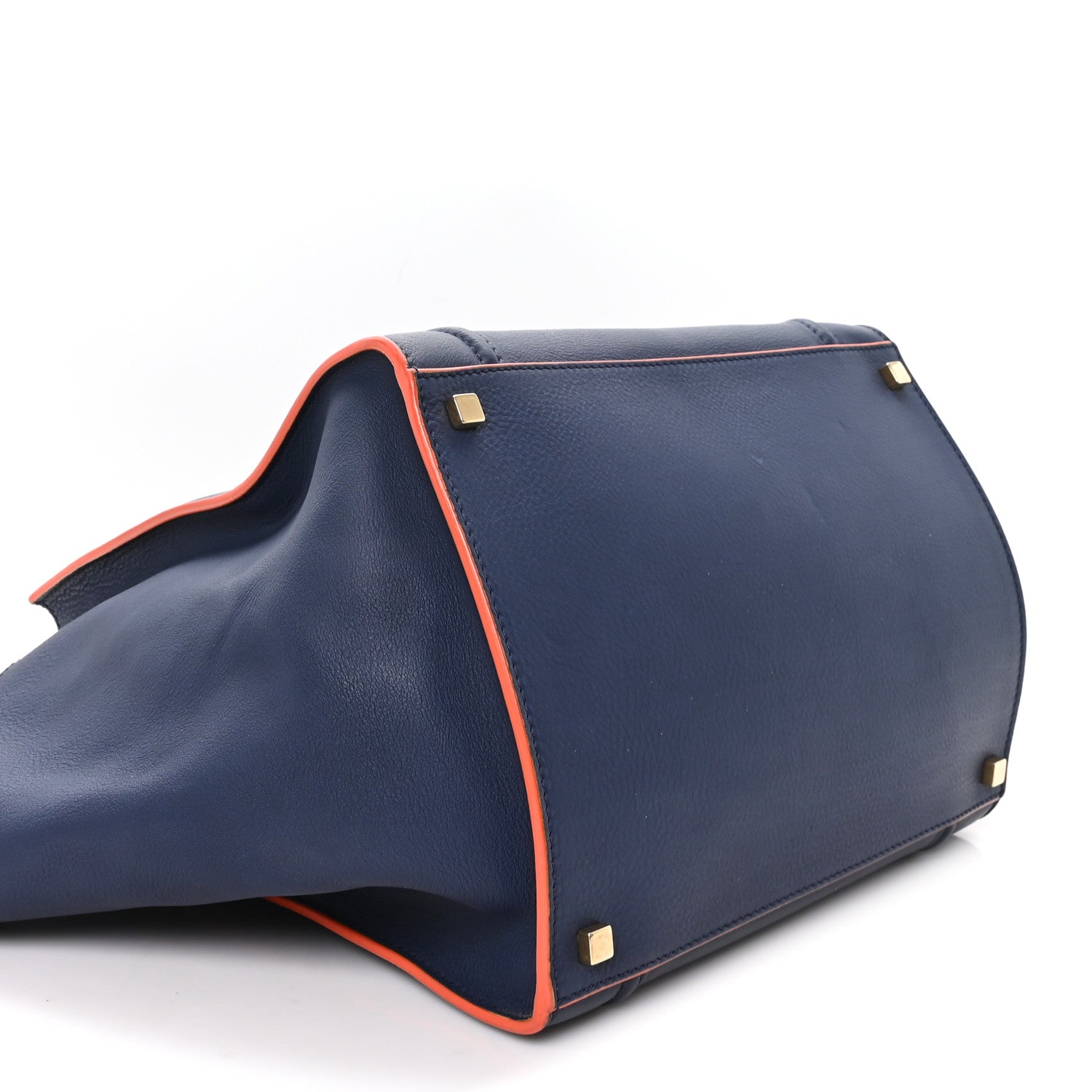 Celine Supple Calfskin Large Phantom Luggage Navy Blue Orange 4 of 10