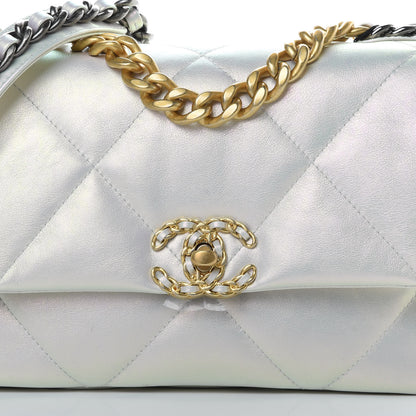 Chanel Iridescent Calfskin Quilted Medium Chanel 19 Flap White 8 of 10