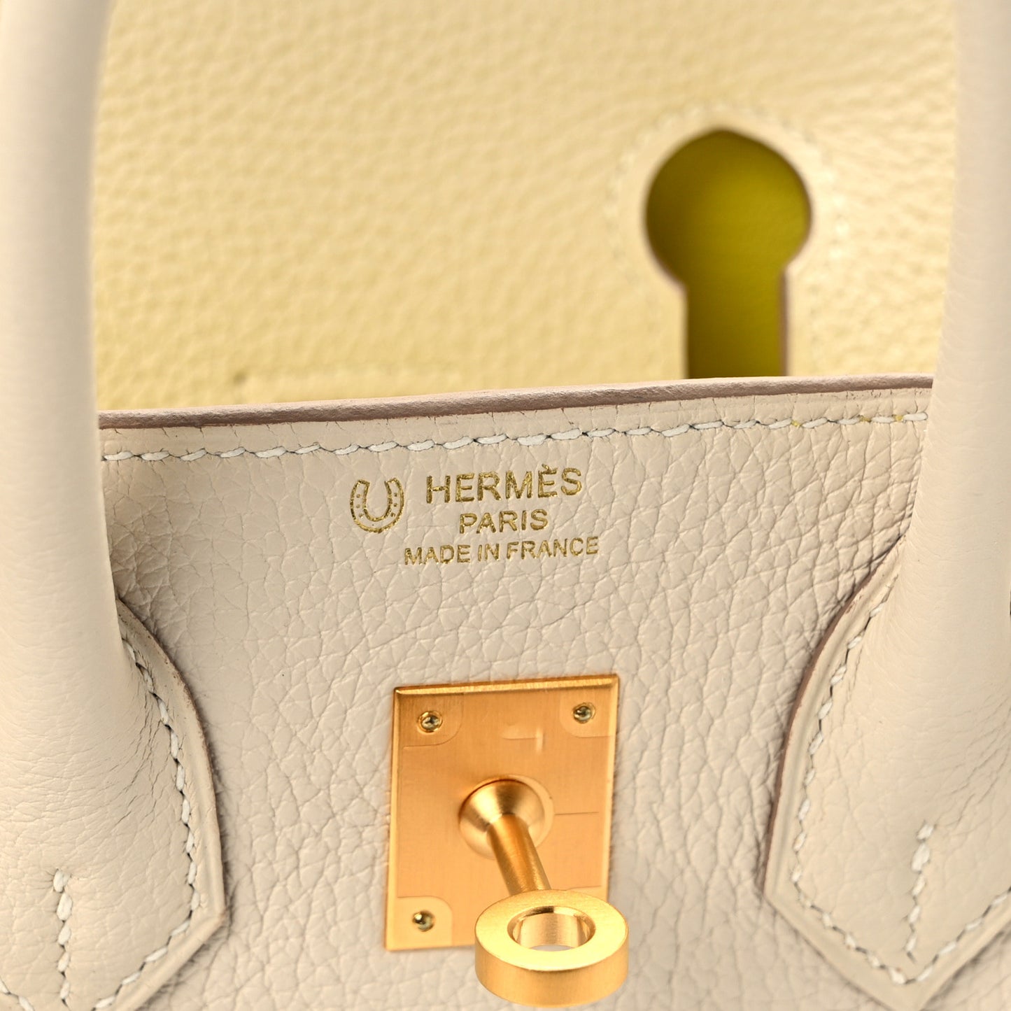 Togo Horseshoe Birkin 25 Craie Lime