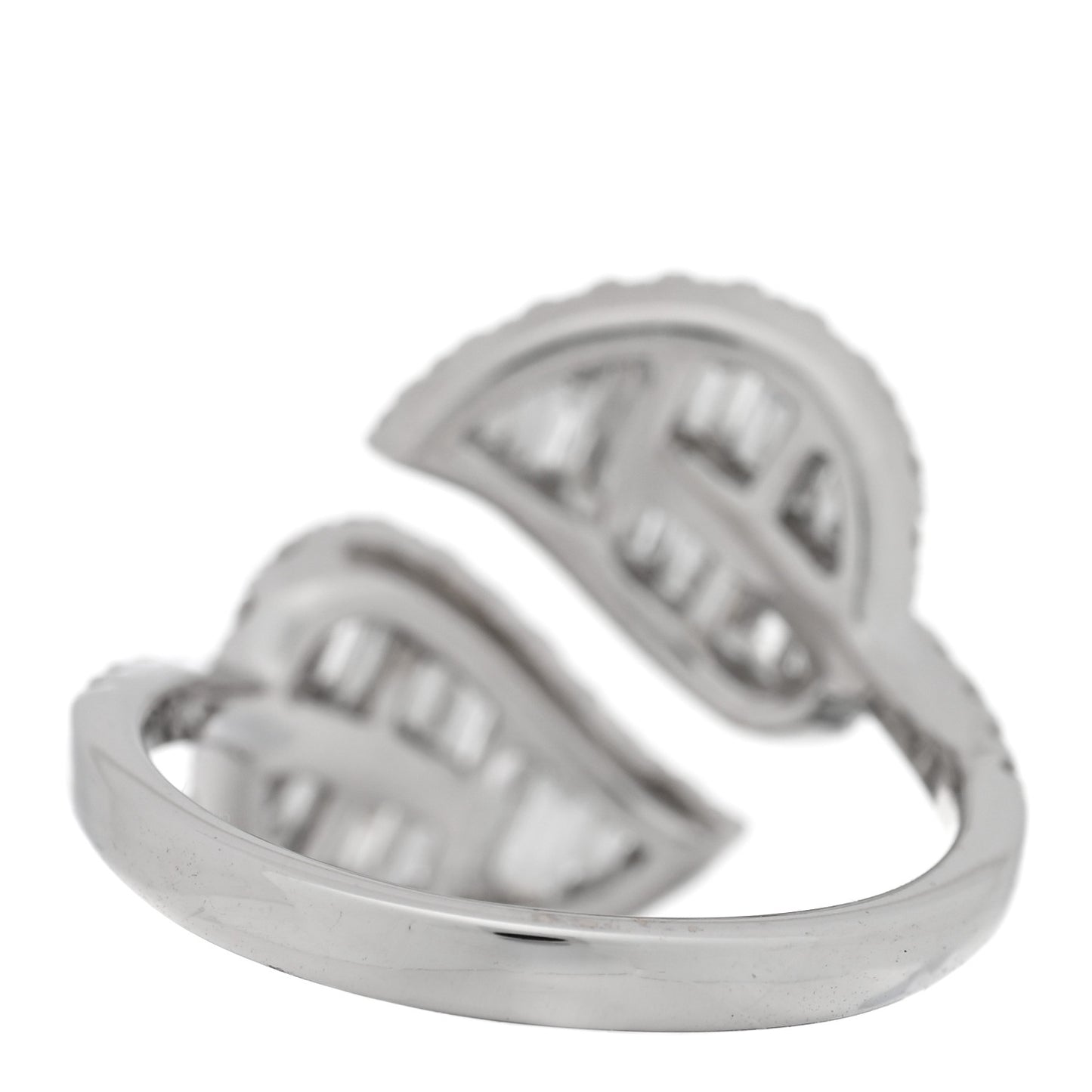 18K White Gold Diamond Medium Palm Leaf Ring 54 7