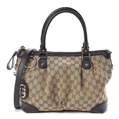 Gucci Monogram Medium Sukey Top Handle Dark Brown 1 of 11