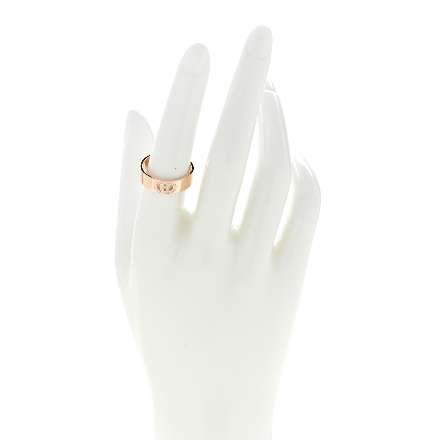 18K Rose Gold Diamond PM H D'Ancre Ring 55 7.25