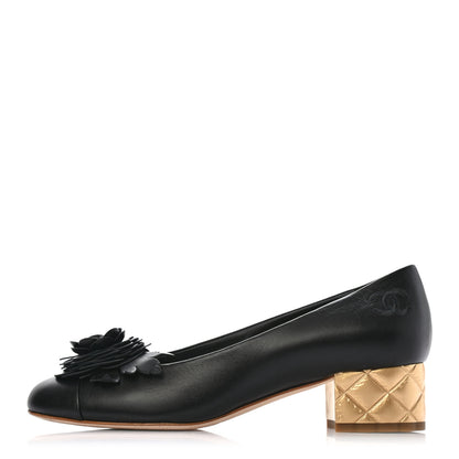 Chanel Lambskin Camellia Cap Toe Pumps 37 Black 1 of 8