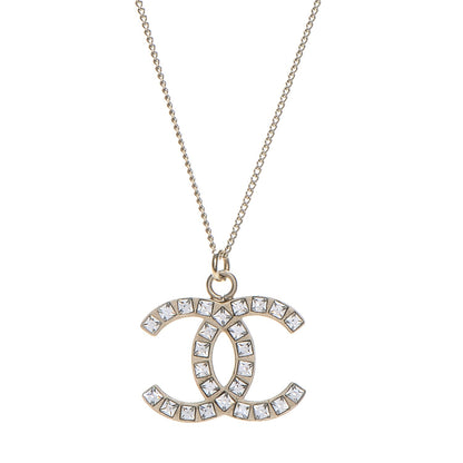 Chanel Baguette Crystal CC Necklace Light Gold 1 of 5