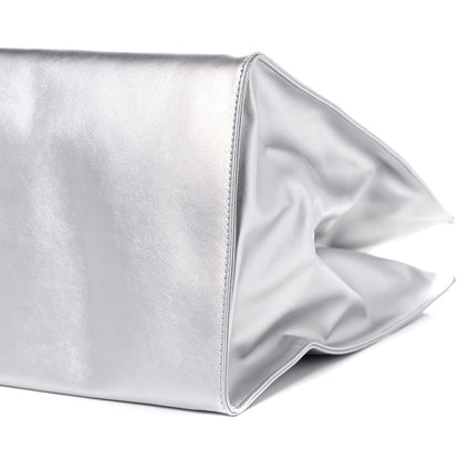 Telfar Metallic Vegan Leather Large Shopping Bag Silver 9 of 10
