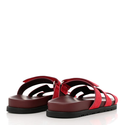 Hermes Suede Goatskin Womens Chypre Sandals 36 Rouge Marsala 4 of 9