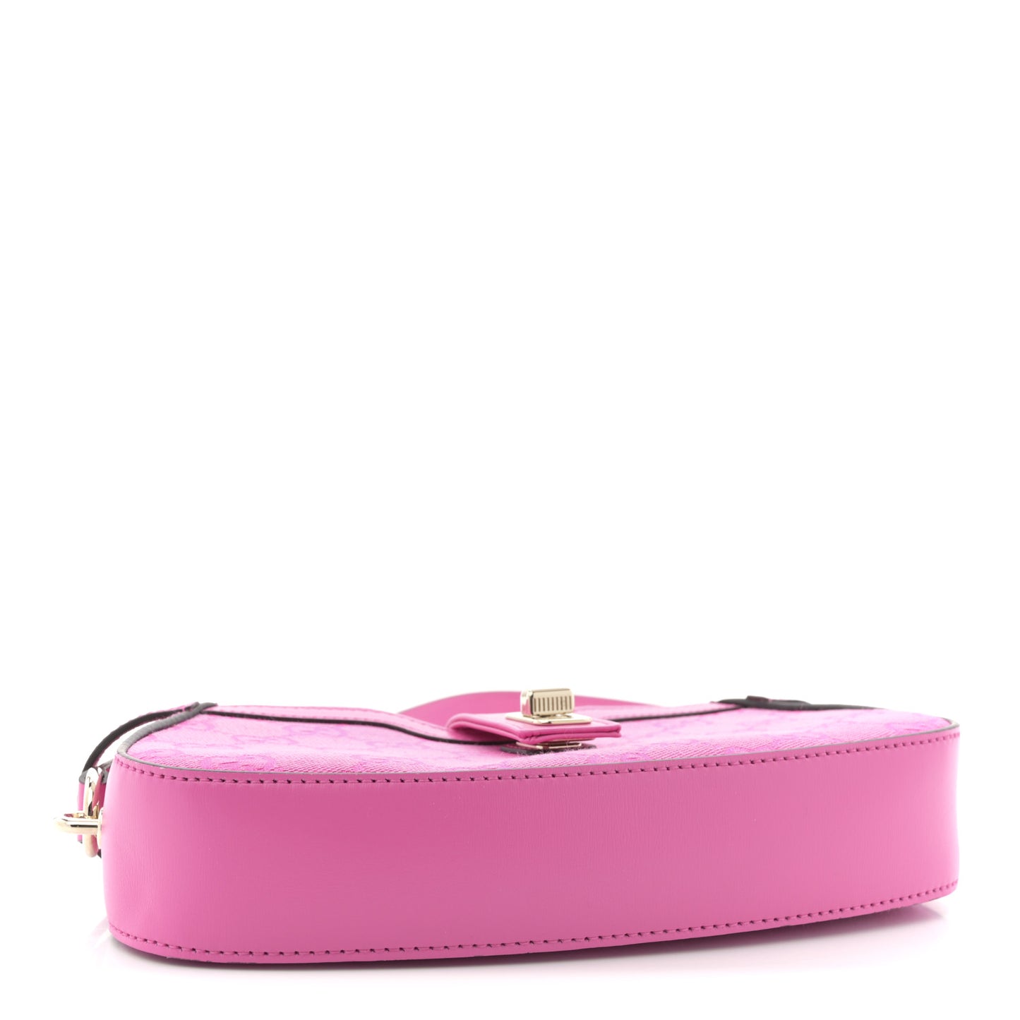 Calfskin Monogram Mini Moon Side Shoulder Bag Pink