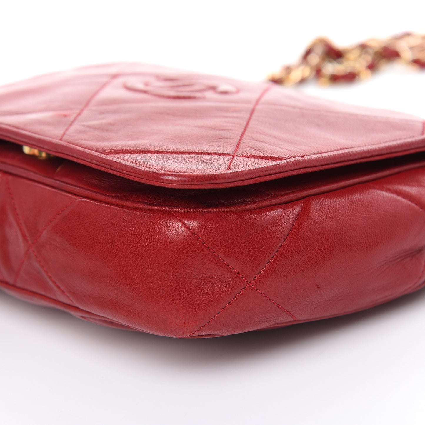 Lambskin Quilted CC Shoulder Bag Red