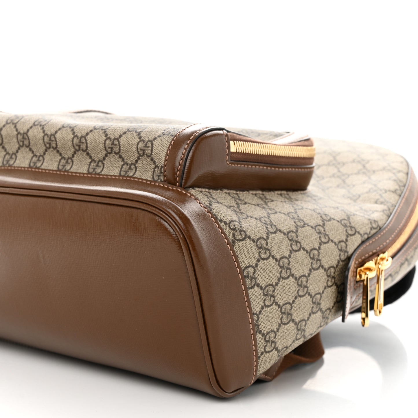 GG Supreme Monogram Textured Calfskin Retro Interlocking G Backpack Brown Beige