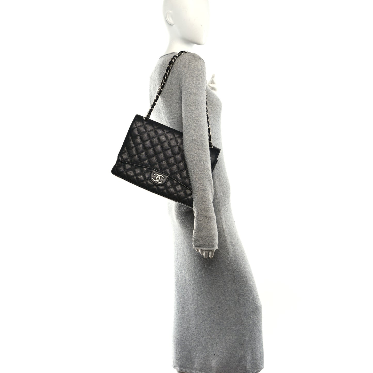 Caviar Quilted Maxi Double Flap Black