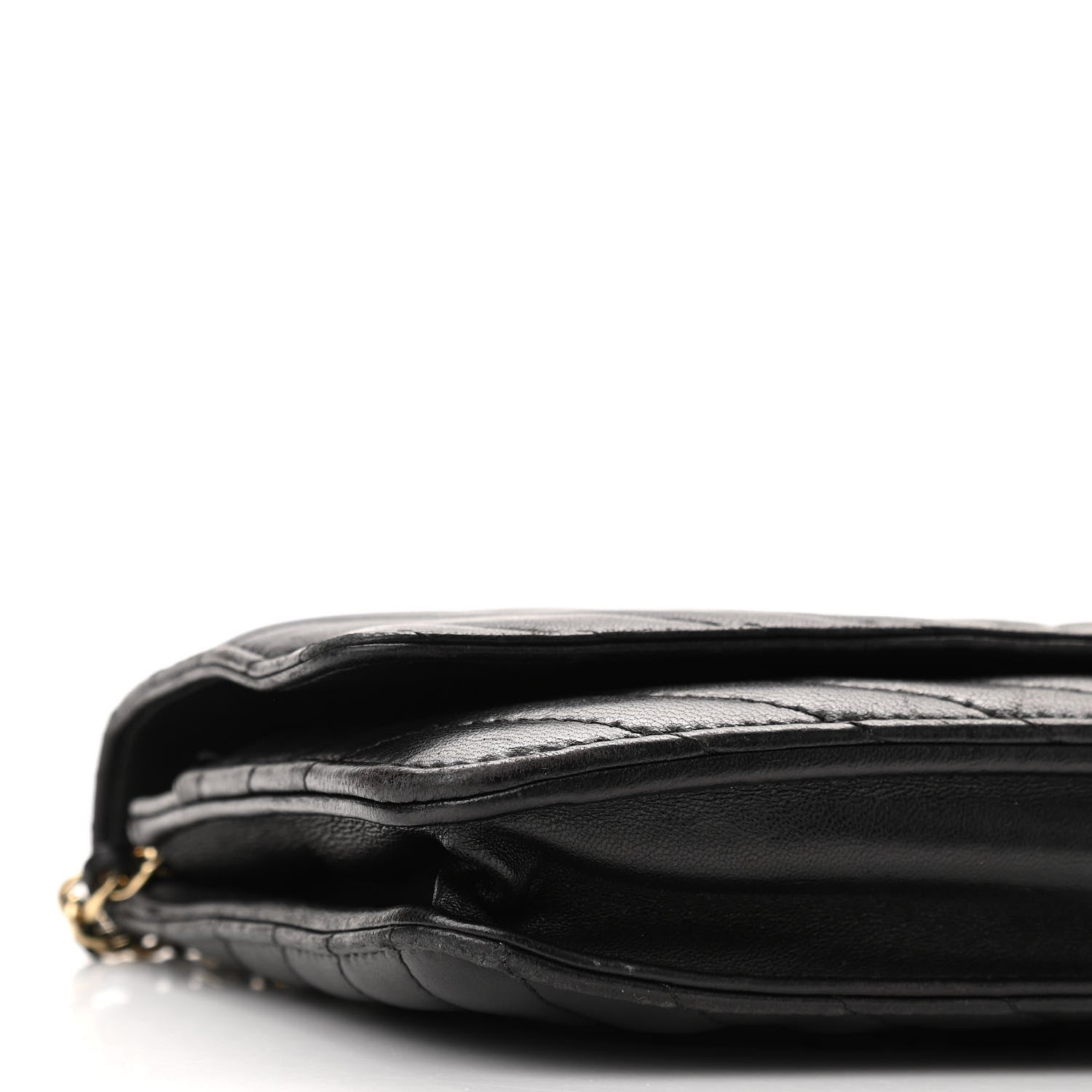 Chanel Lambskin Chevron Quilted Wallet On Chain WOC Black 9 of 12
