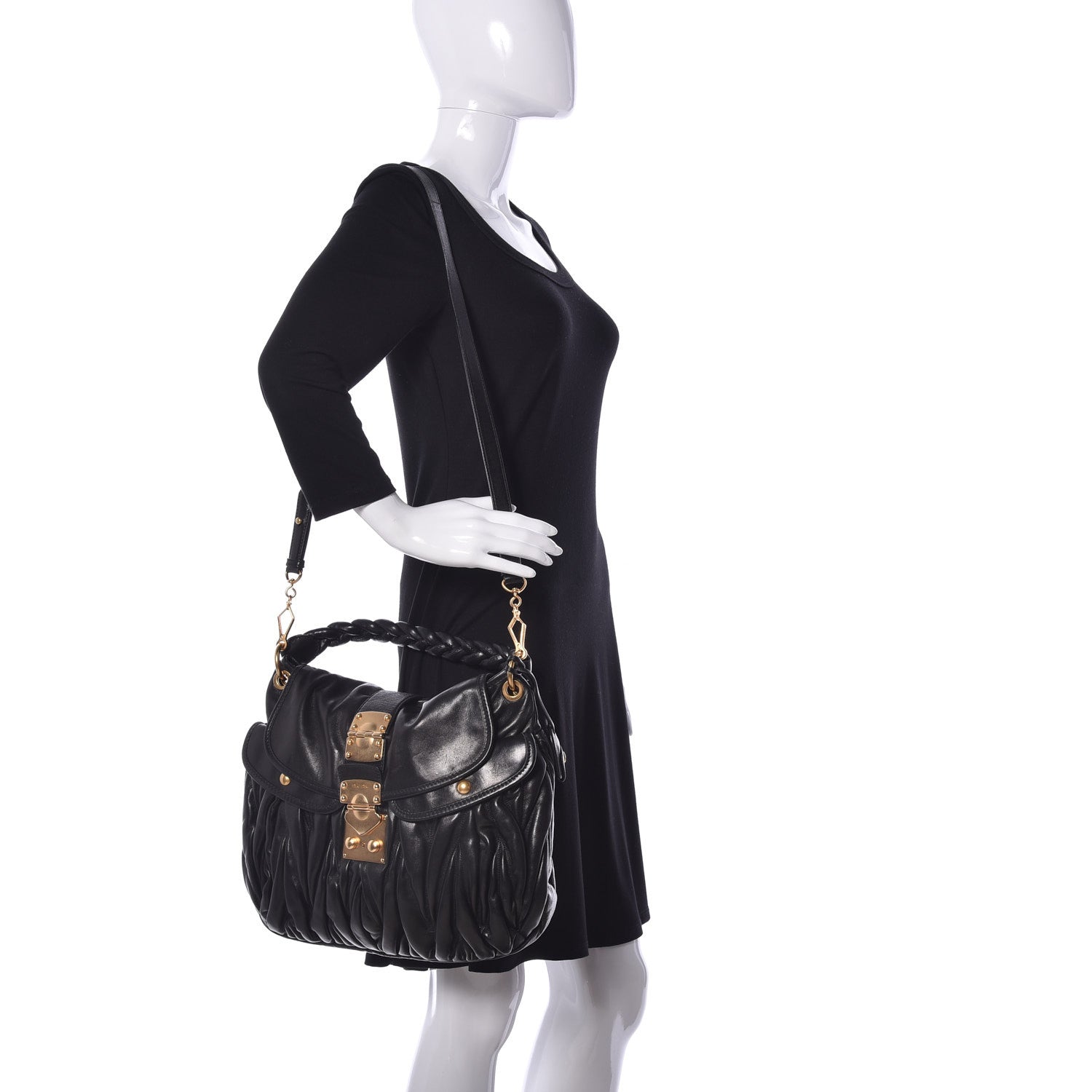 Miu Miu Nappa Matelasse Coffer Hobo Black 2 of 9