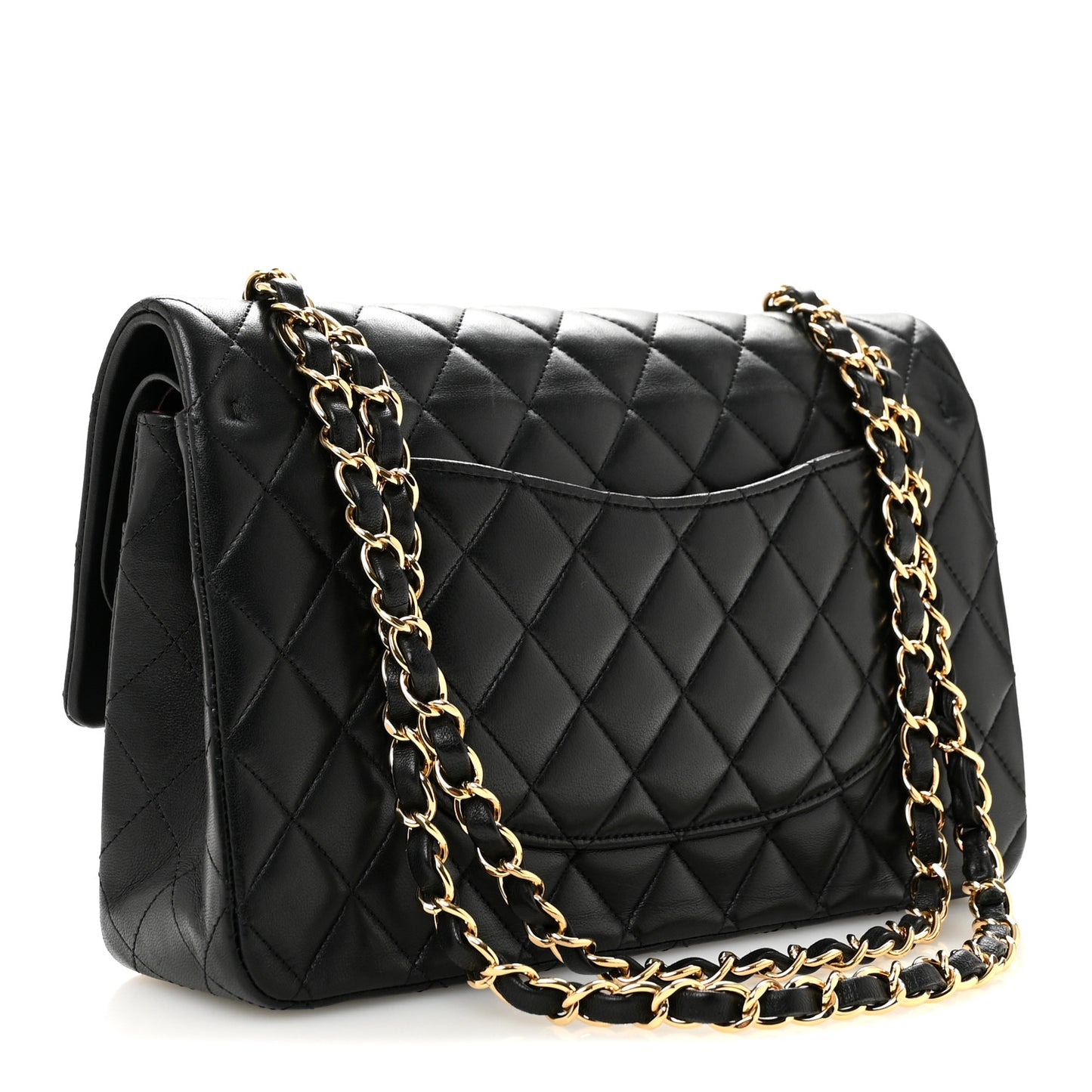 Lambskin Quilted Medium Double Flap Black