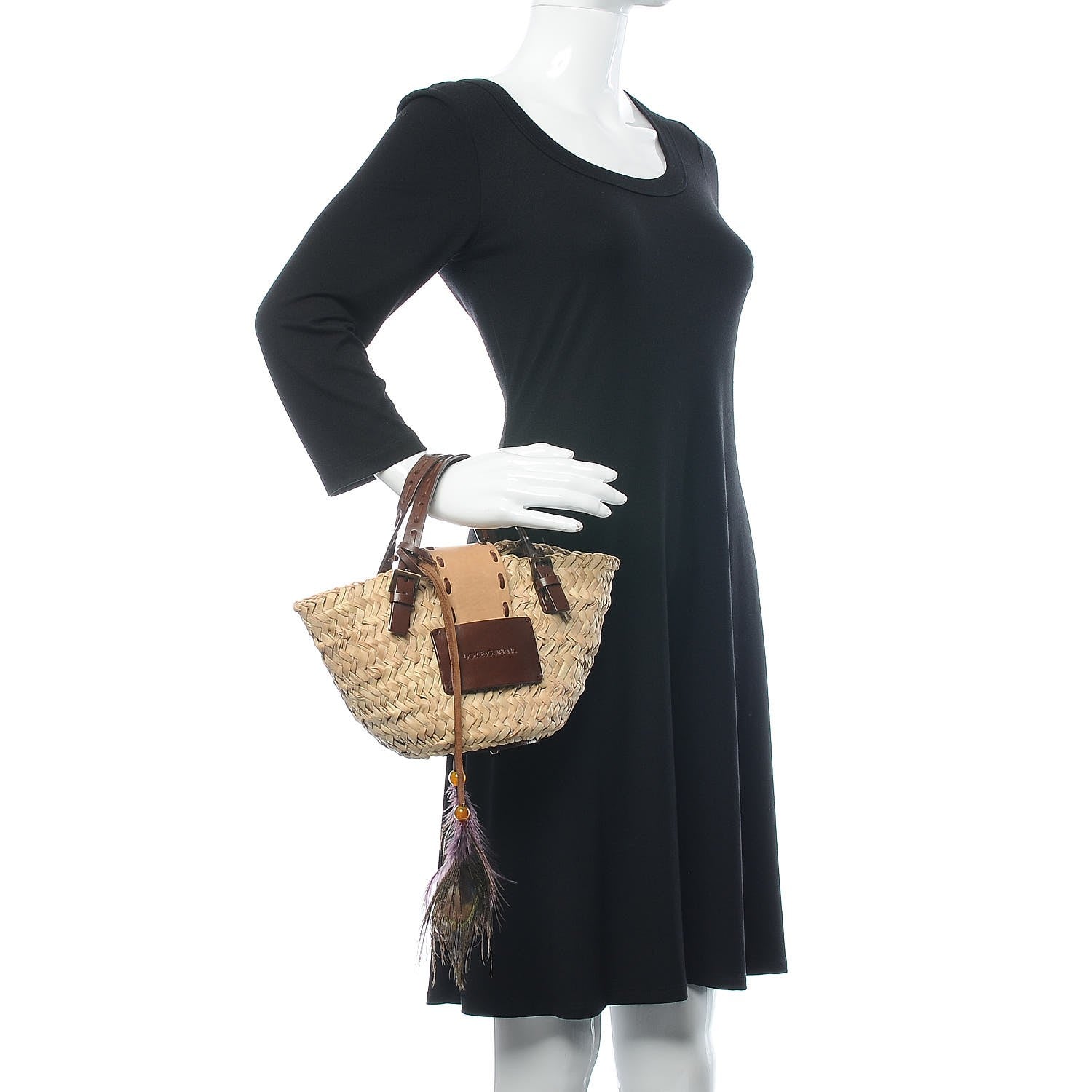 Dolce & Gabbana Woven Raffia Straw Tote Brown 2 of 13