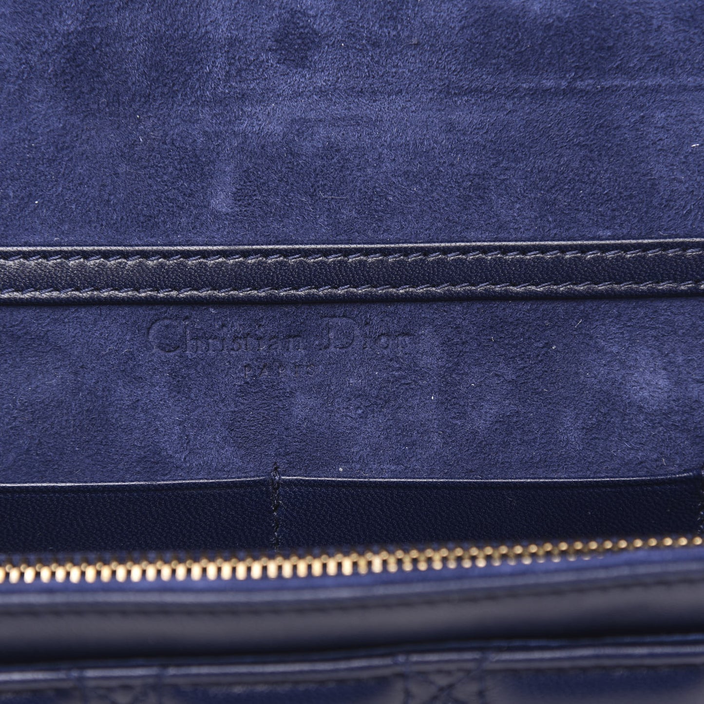 Lambskin Cannage Dioraddict Wallet on Chain Clutch Navy