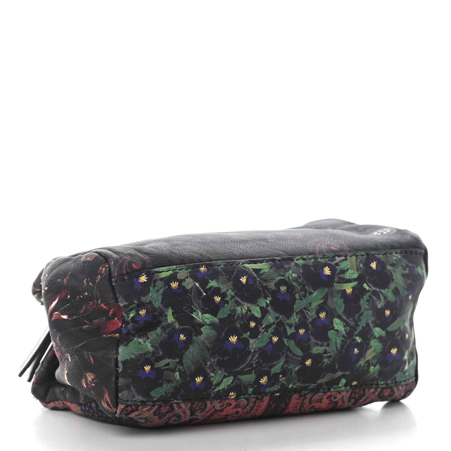 Givenchy Rubber Effect Calfskin Floral Print Pandora Wristlet Black Multicolor 4 of 7
