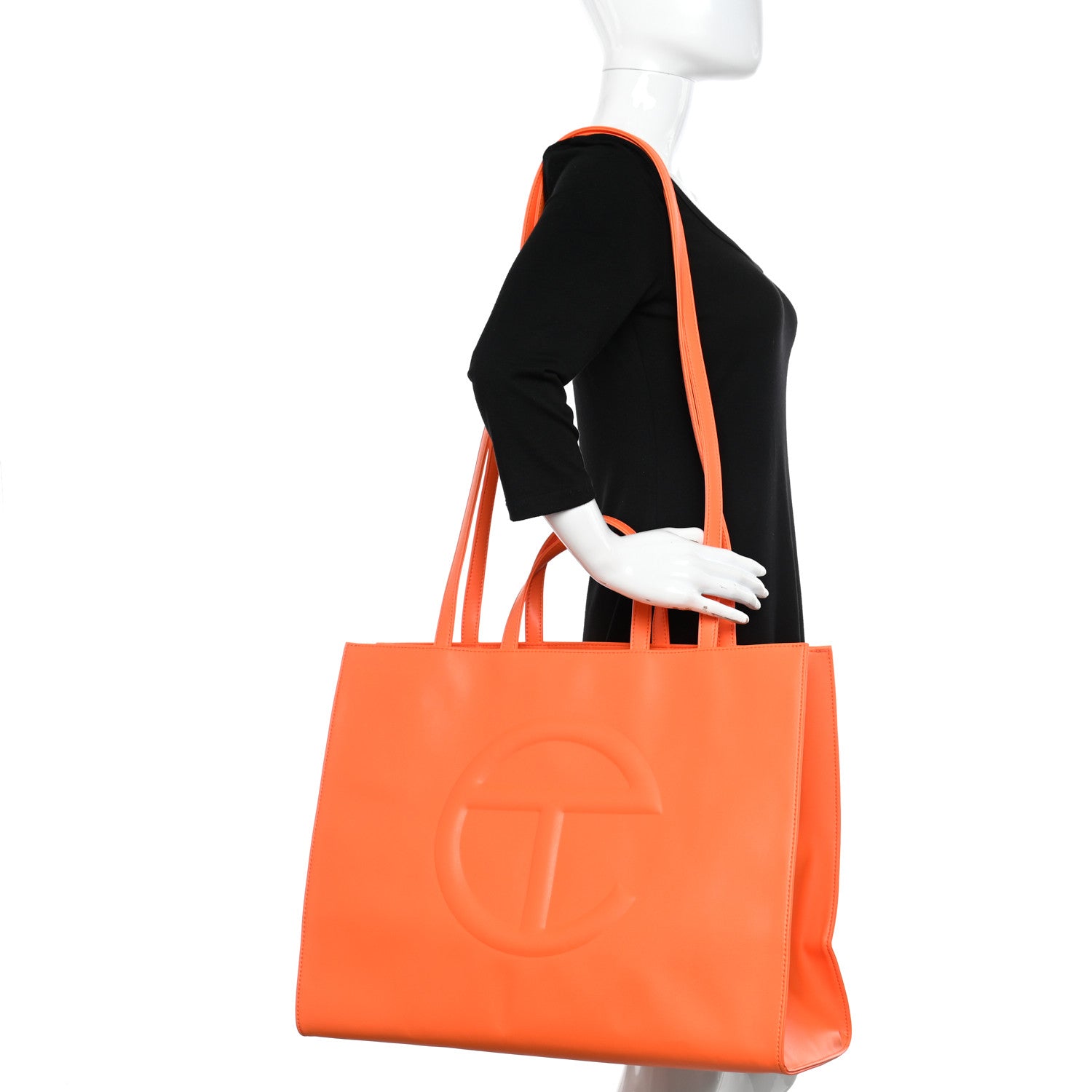 Telfar Vegan Leather Large Shopping Bag Orange 2 of 10