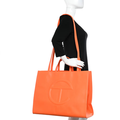 Telfar Vegan Leather Large Shopping Bag Orange 2 of 10