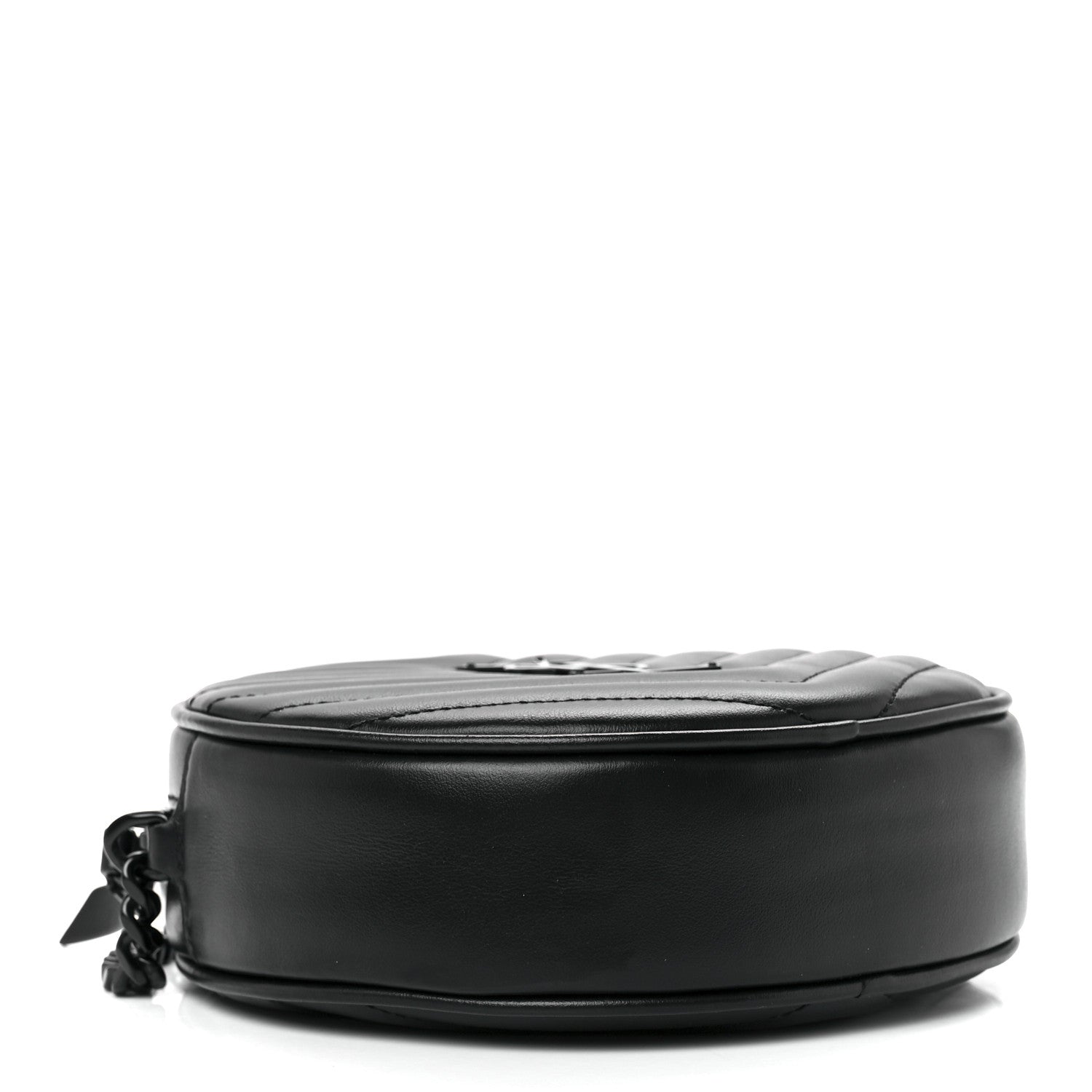 Saint Laurent Calfskin Matelasse Chevron Round Vinyle Camera Bag Black 4 of 12
