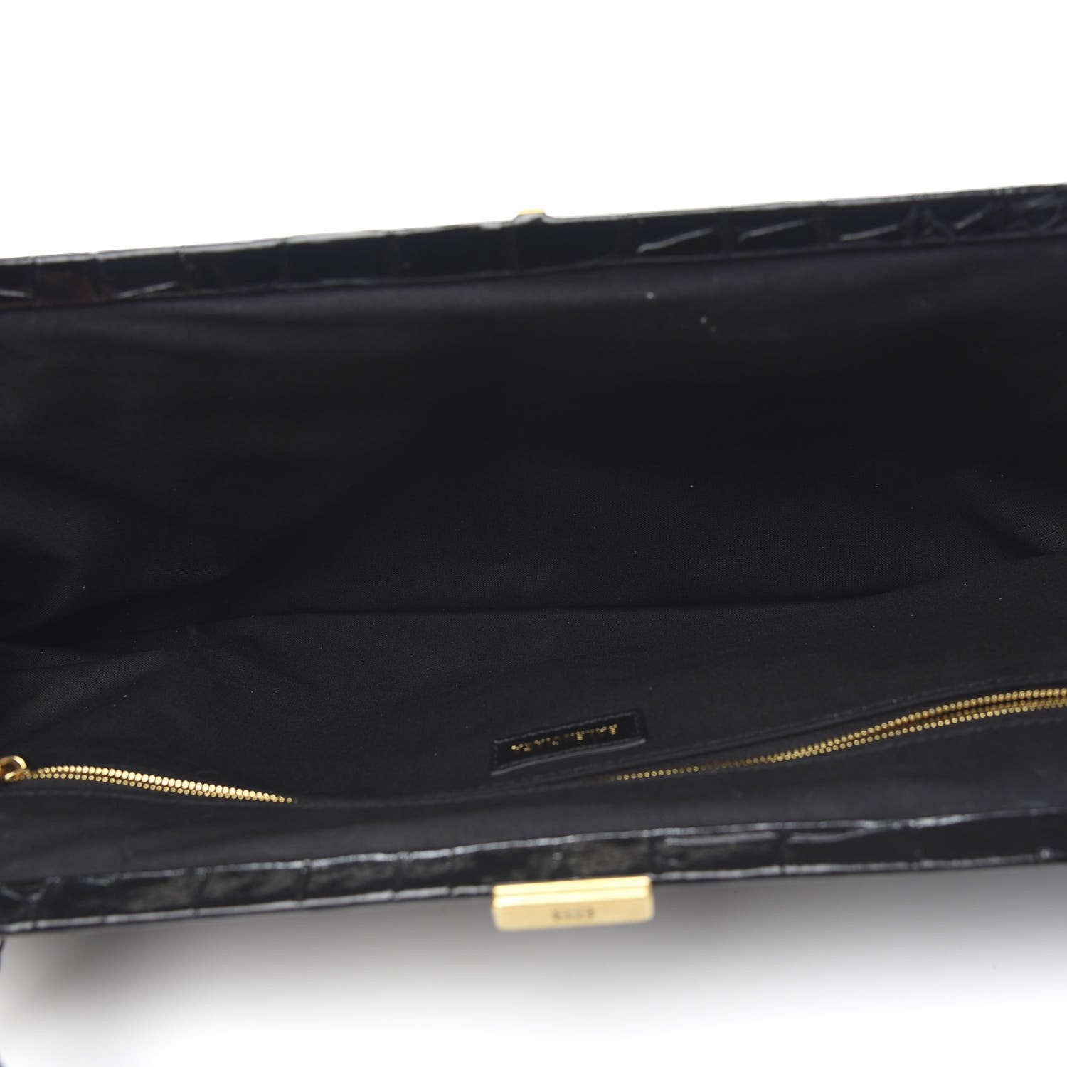 Balenciaga Shiny Supple Calfskin Logo Crocodile Embossed XL Cloud Clutch Black White 5 of 10