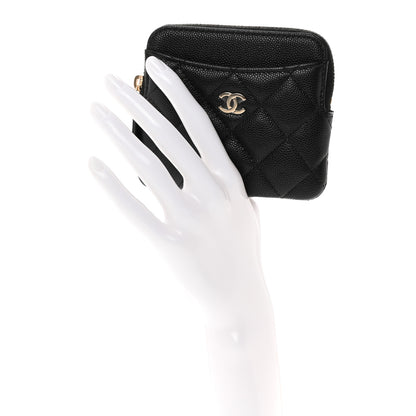 Chanel Caviar Quilted Zip Card Holder Wallet Black 2 of 7