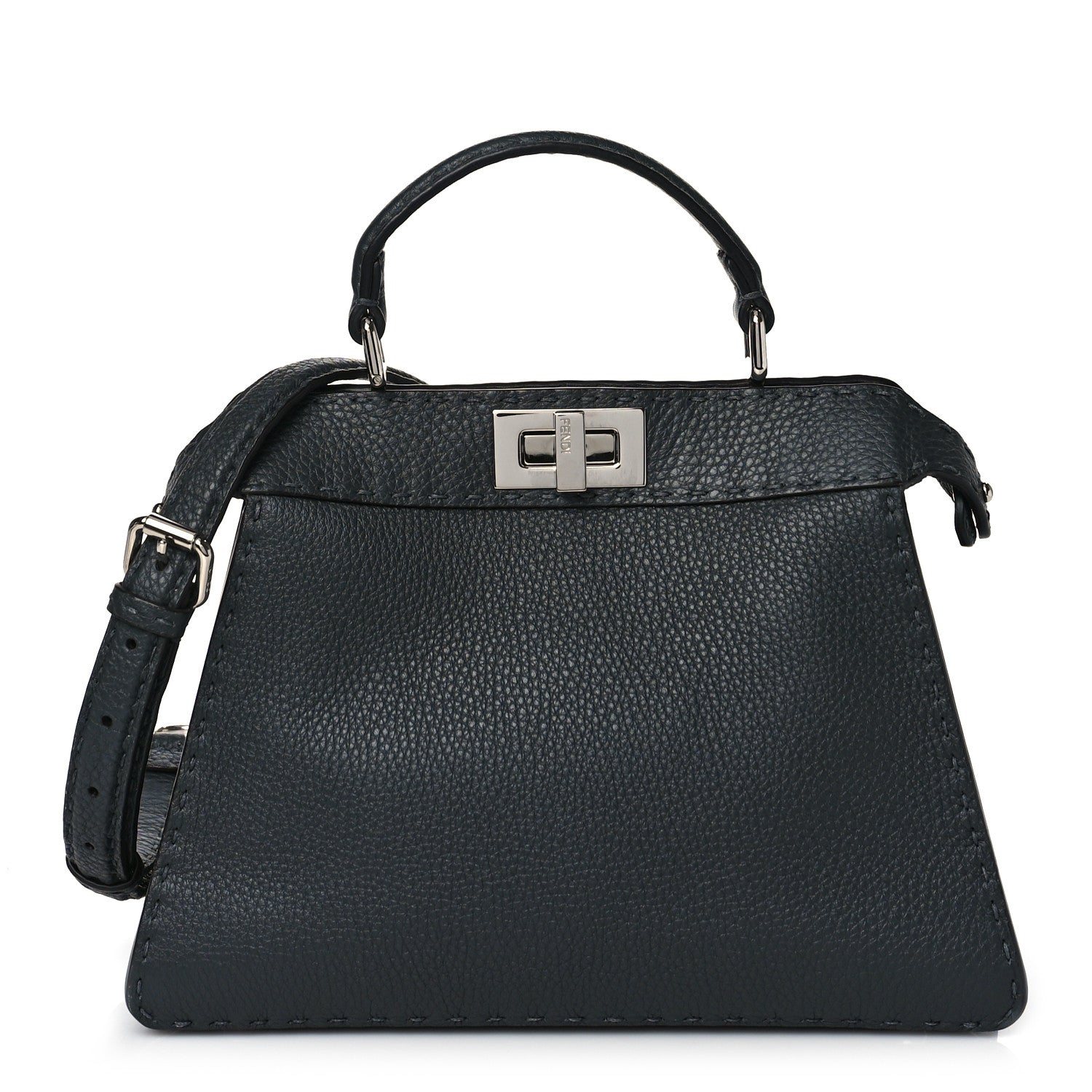 Fendi Cuoio Romano Selleria Chamois Small Peekaboo I SEE U Satchel Asfalto Camelia 1 of 8