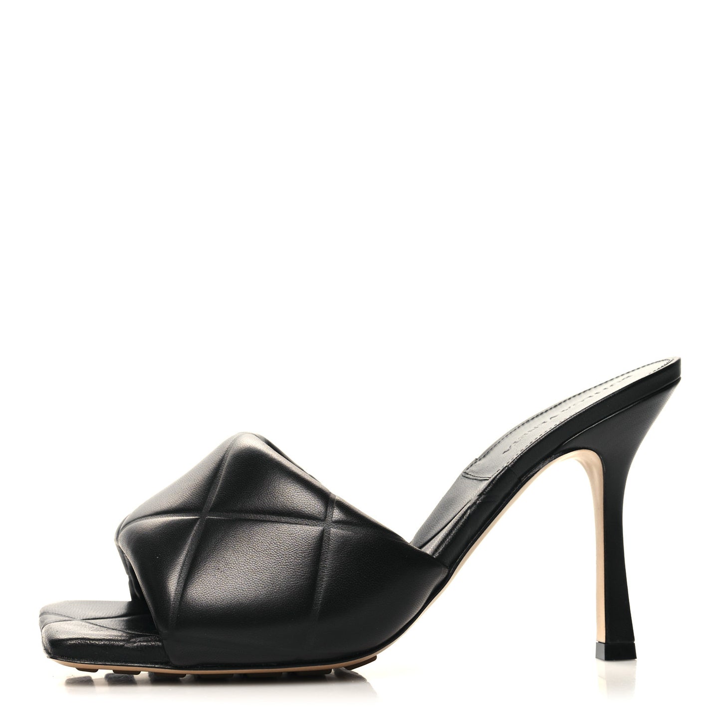 Nappa Quilted Rubber Lido Mule Sandals 39.5 Black
