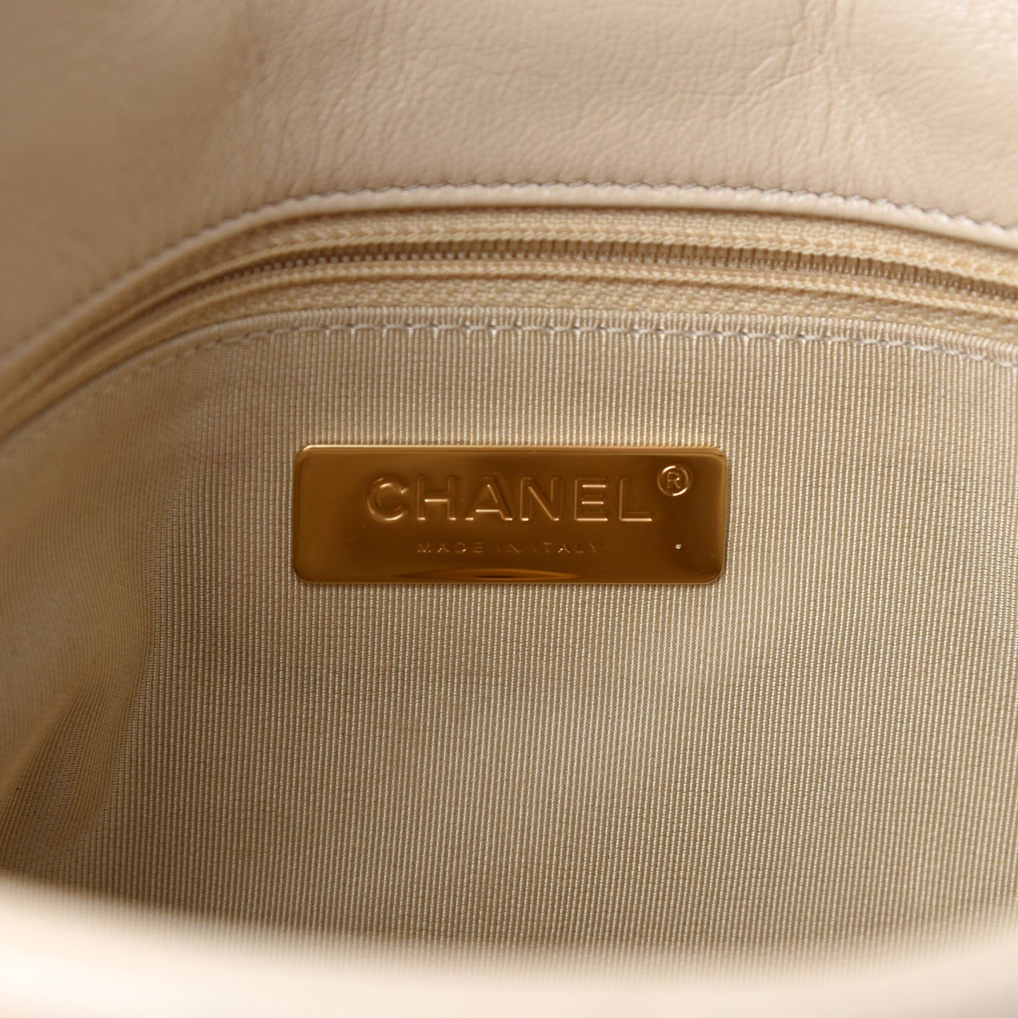 Lambskin Quilted Medium Chanel 19 Flap Light Beige