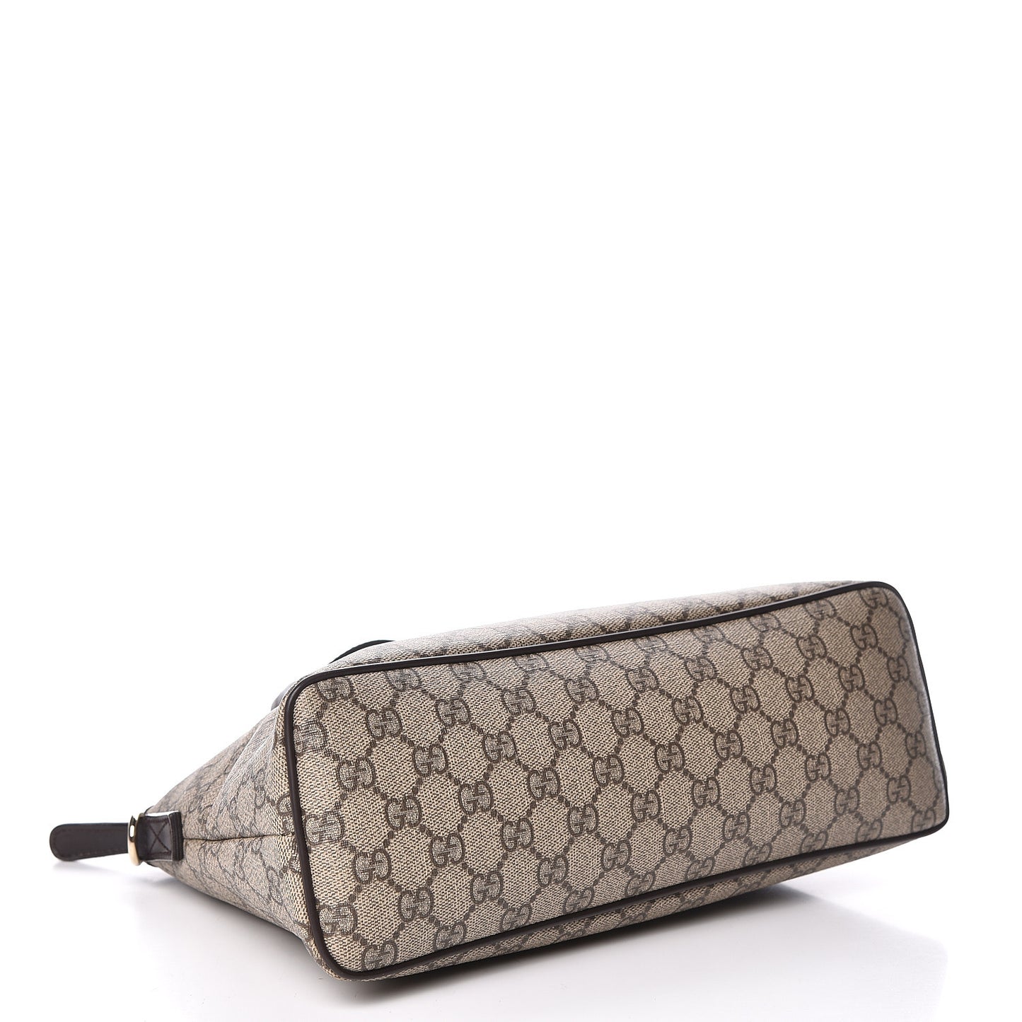 GG Supreme Monogram Small Zippered Tote Dark Brown