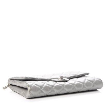 Chanel Metallic Lambskin Quilted Clutch With Chain Flap Dark Grey 4 of 7