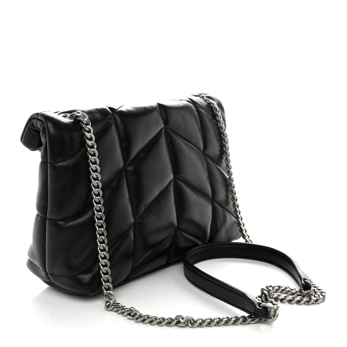 Lambskin Quilted Toy Loulou Puffer Monogram Chain Satchel Black