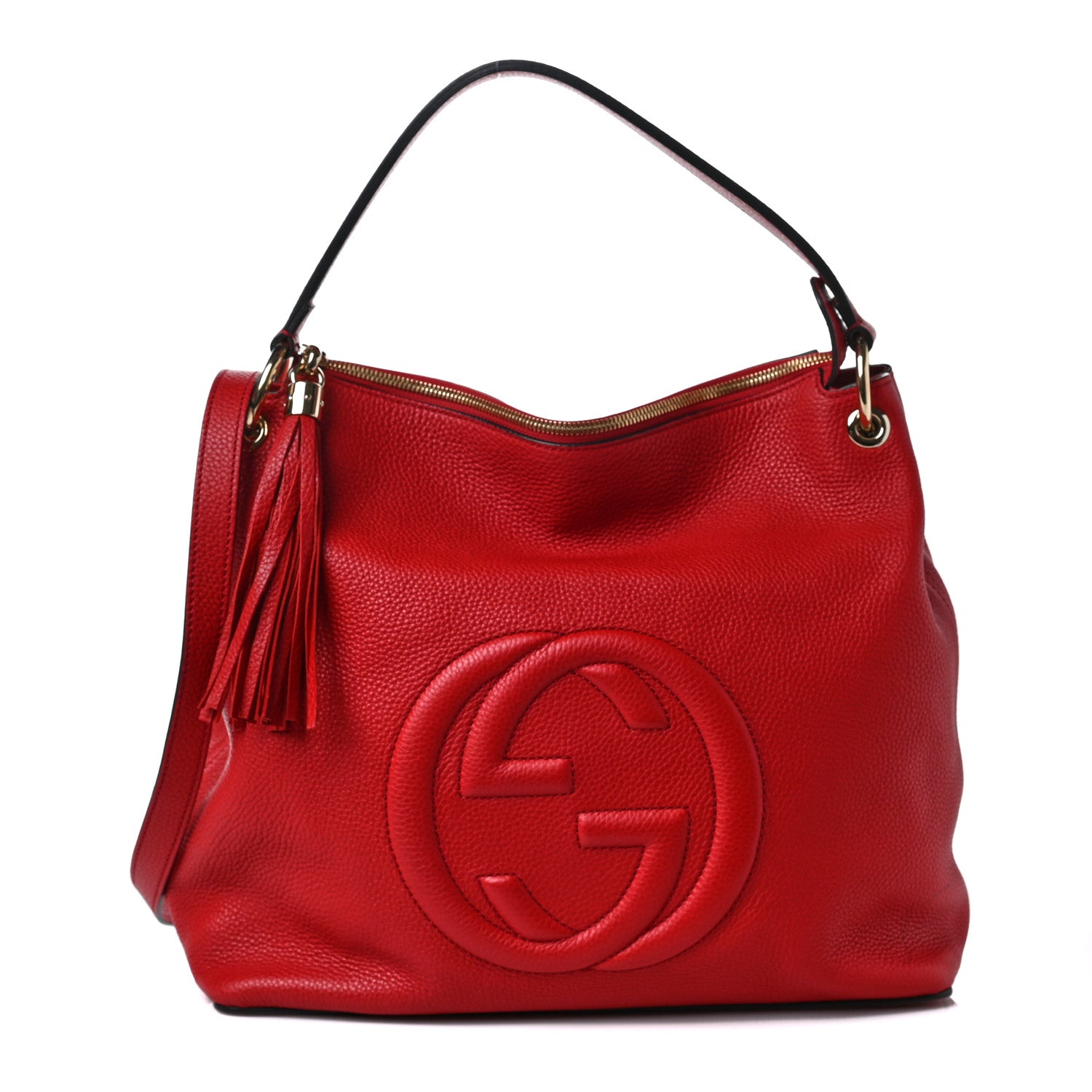 Gucci Pebbled Calfskin Large Soho Hobo Tote Red 1 of 9