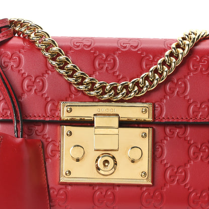 Gucci Guccissima Small Padlock Shoulder Bag Hibiscus Red 8 of 10