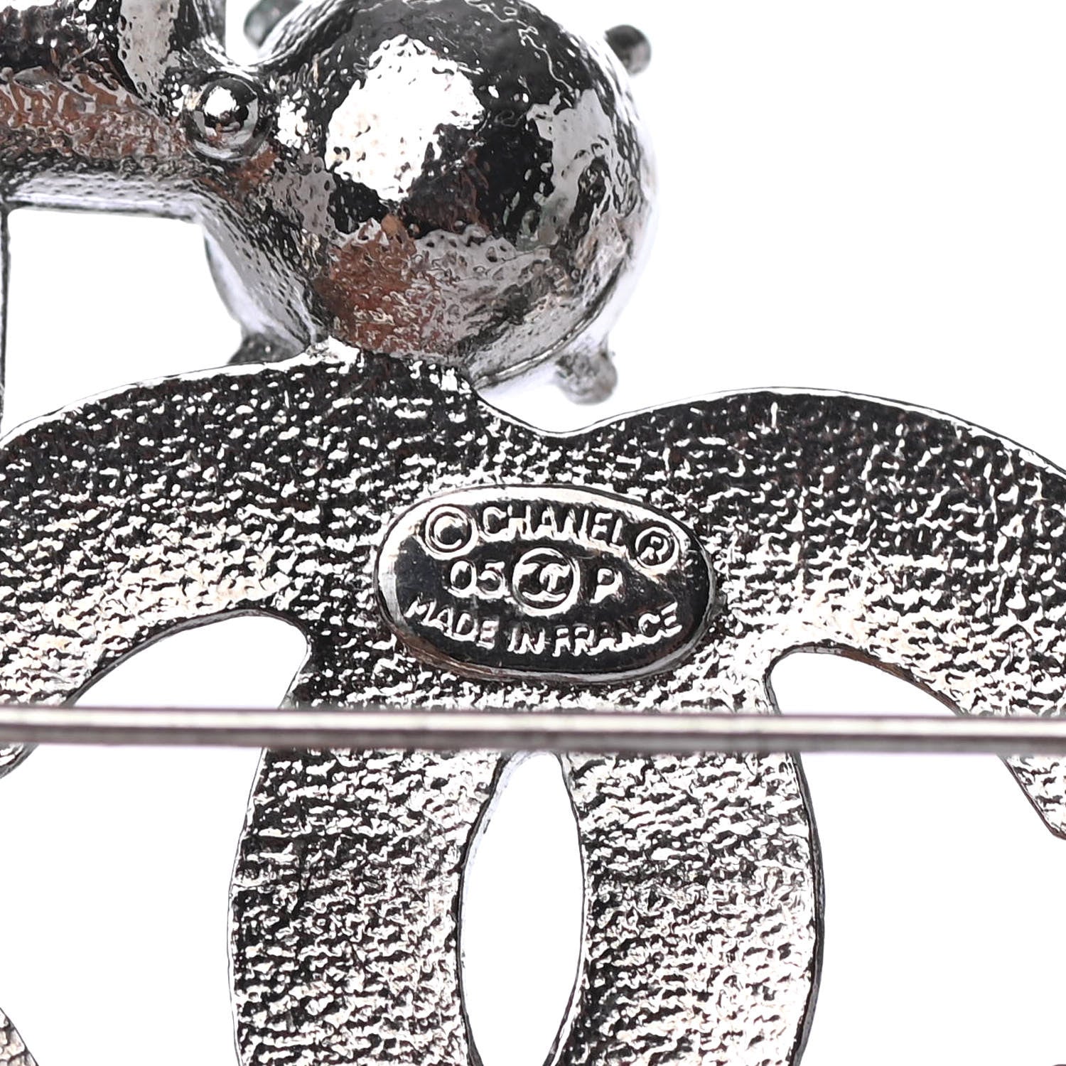 Chanel Baguette Crystal CC Brooch Silver Blue 4 of 4