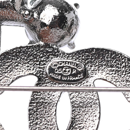 Chanel Baguette Crystal CC Brooch Silver Blue 4 of 4