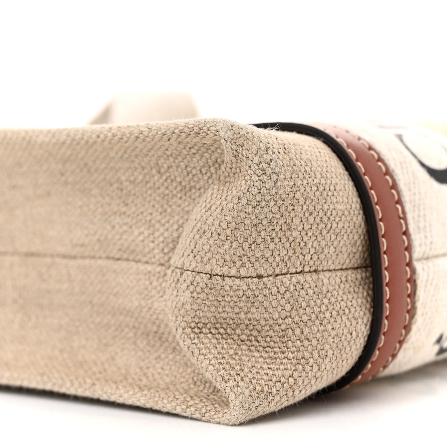 Cotton Calfskin Mini Woody Ribbon Tote White Brown