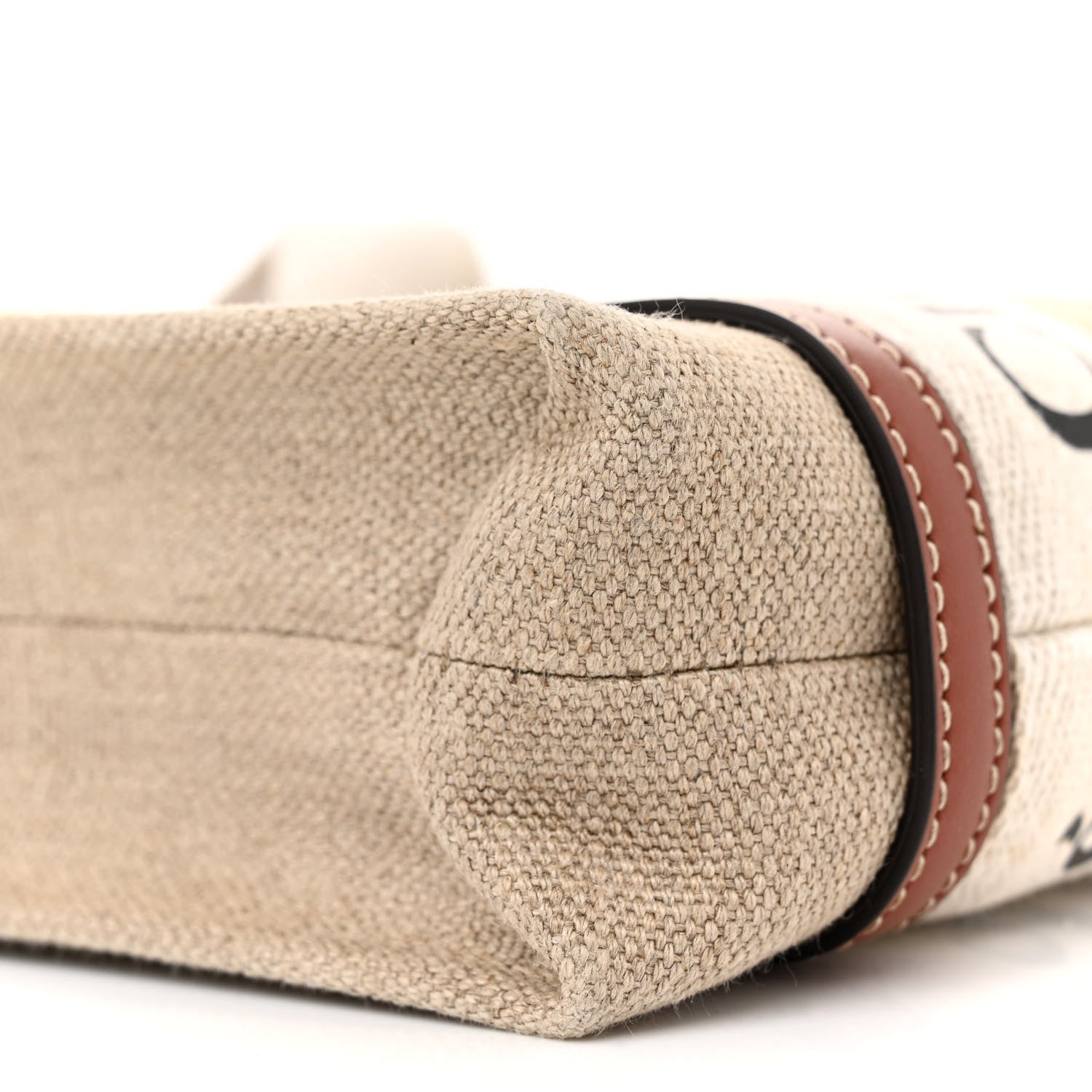 Chloe Cotton Calfskin Mini Woody Ribbon Tote White Brown 9 of 14