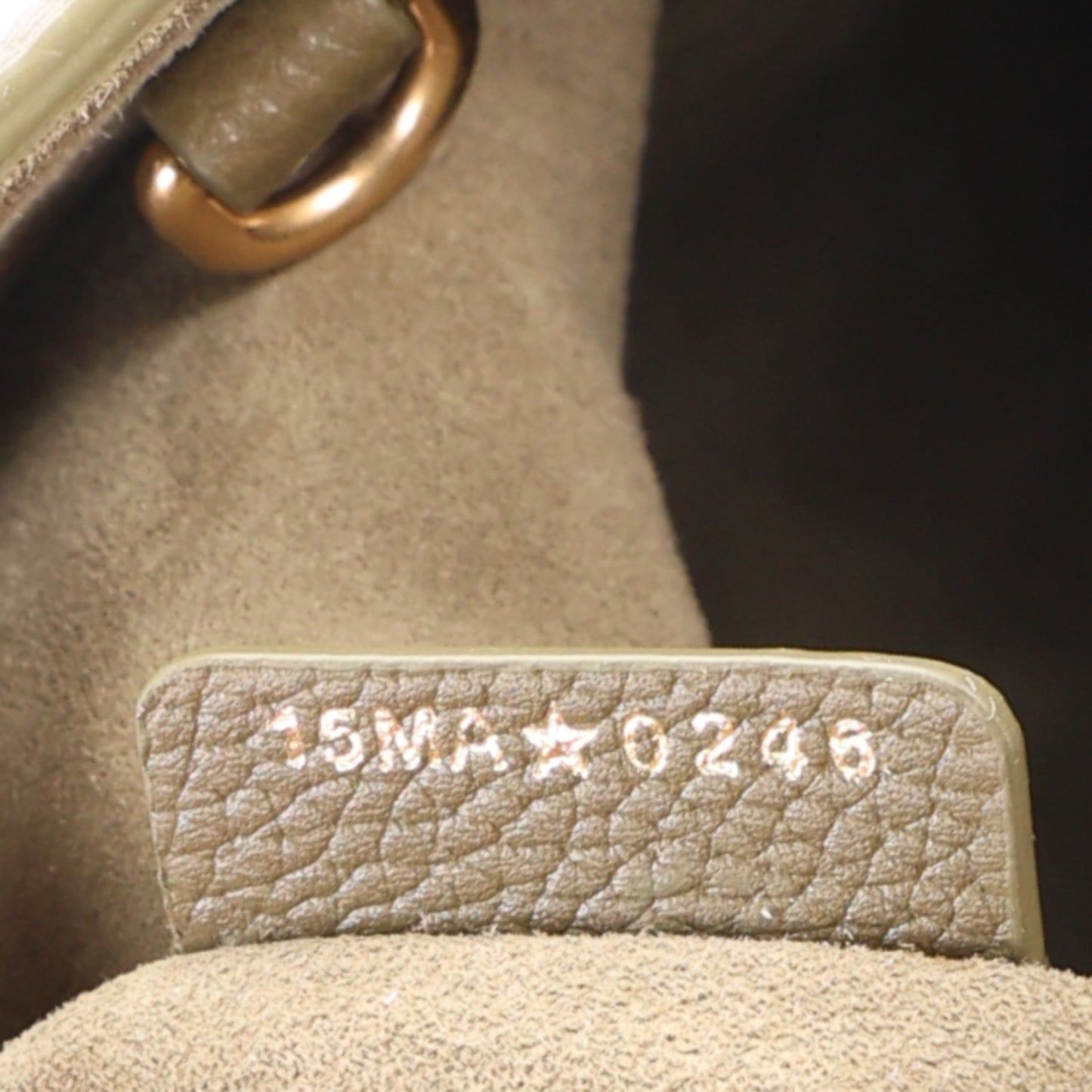 Grained Calfskin Medium Medaillon Bucket Bag Khaki