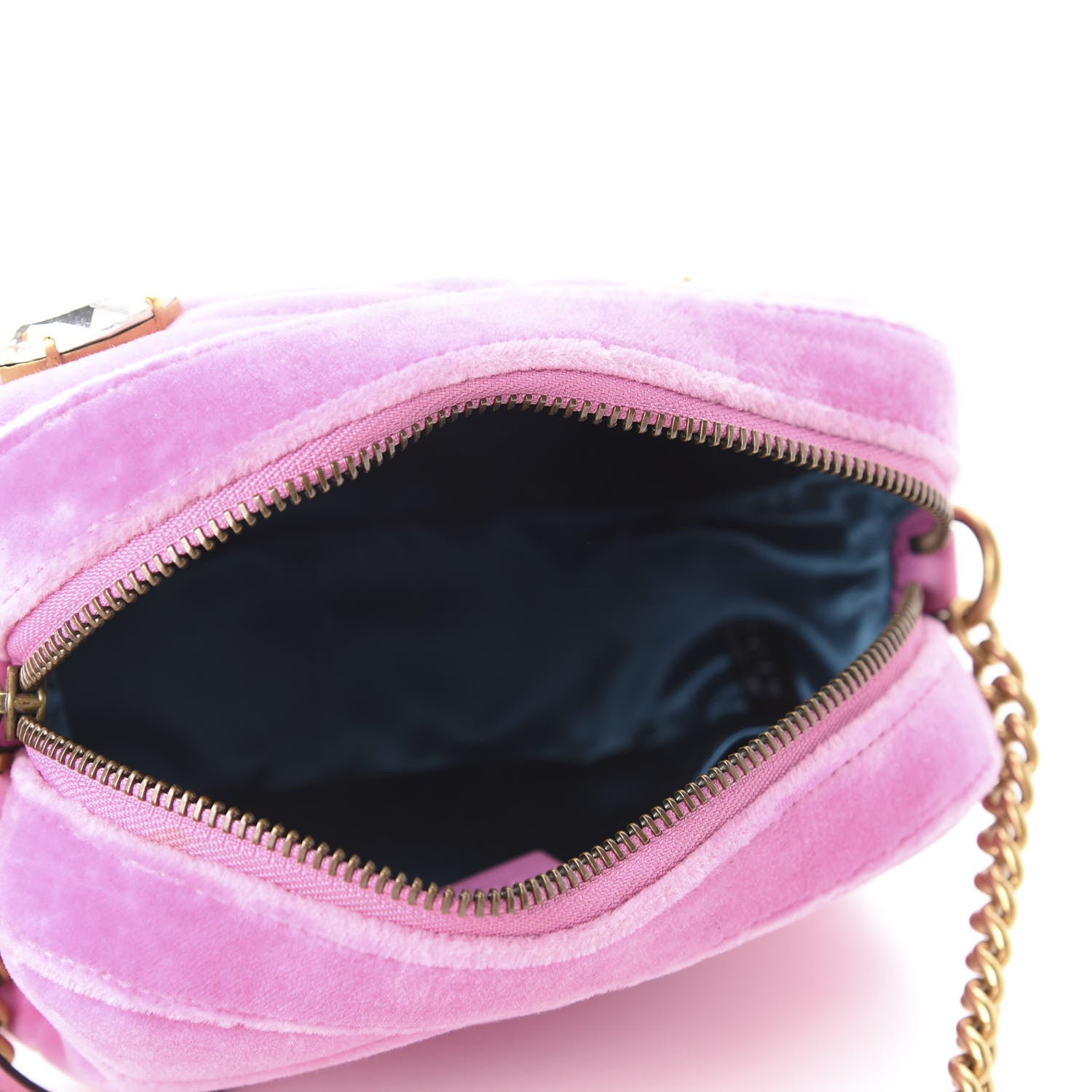Gucci Velvet Matelasse Marquise Crystals Mini GG Marmont Chain Shoulder Bag Malva 5 of 10