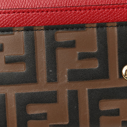 Fendi Vitello Cruise F is Fendi Bi-Color FF 1974 Embossed Continental Envelope Wallet On Chain Maya Black Fragola 9 of 9