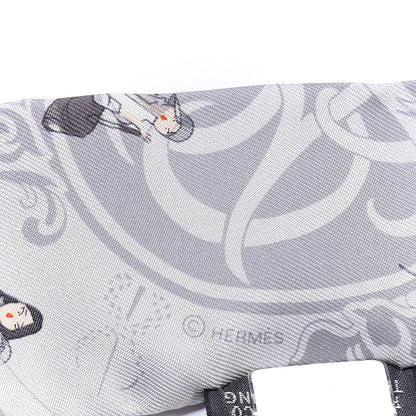 Hermes Silk Ex-Libris Les Parisie Twilly Gris Perle Jaune Soufre 7 of 8