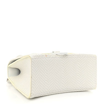 Balenciaga Matte Calfskin Snake Embossed Tonal B Small Hourglass Top Handle Bag Optic White 4 of 11