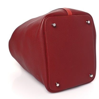 Hermes Taurillon Clemence Swift Picotin Lock 22 MM Rouge H Brique 8 of 9