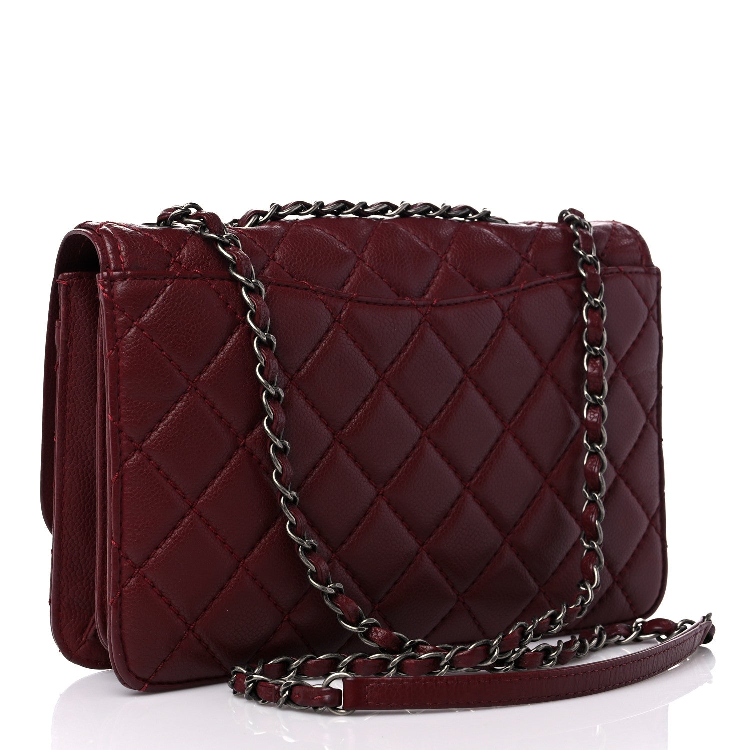 Chanel Caviar Quilted Flap With Chain Red 3 of 13