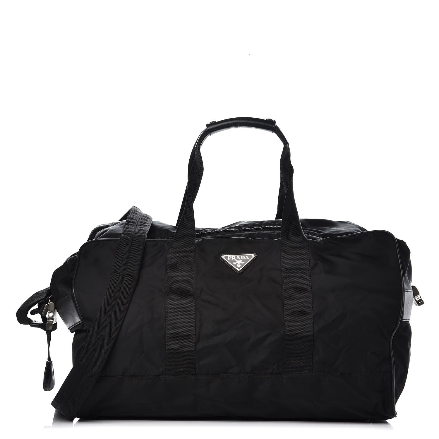 Prada Tessuto Nylon Saffiano Weekender Black 1 of 10